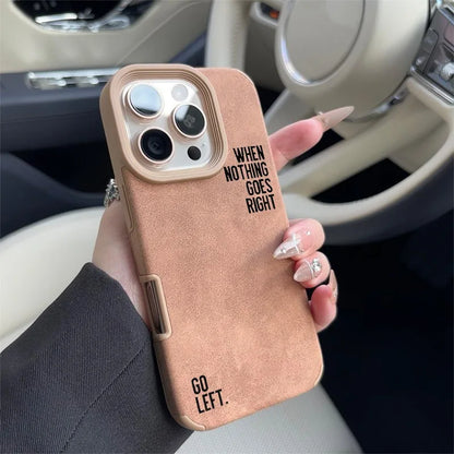 Phone Case with a Simple Lettered Faux Leather Textured Design